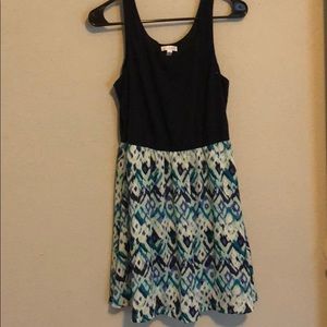Navy and patterned dress